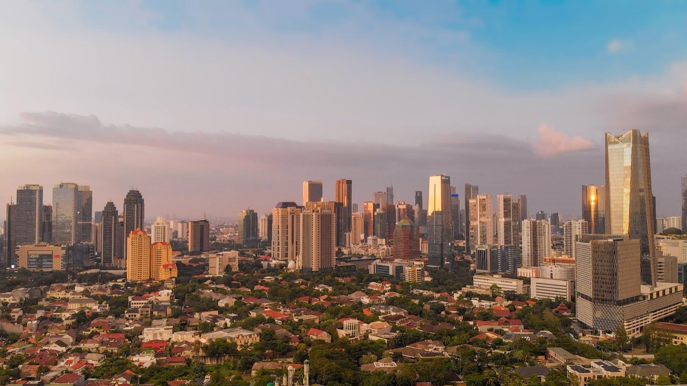 Jakarta skyline at golden hour